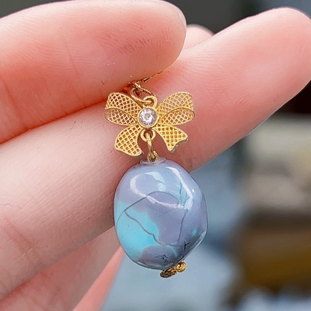 绿松石珠宝奇石18K金镶嵌