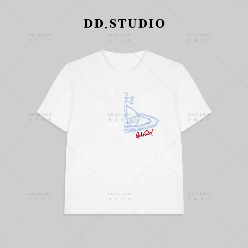 【DIUDIU】短袖T恤女夏季圆领休闲百搭小行星刺绣上衣DD-0951