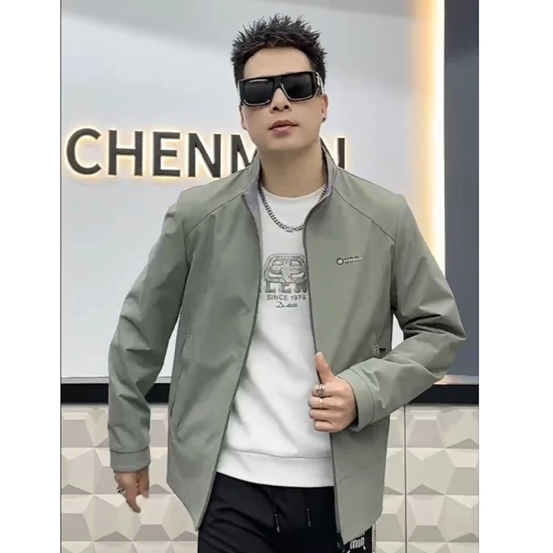 5818两面穿【薄款夹克】春秋季中老年男士立领拉链外套休闲爸爸装