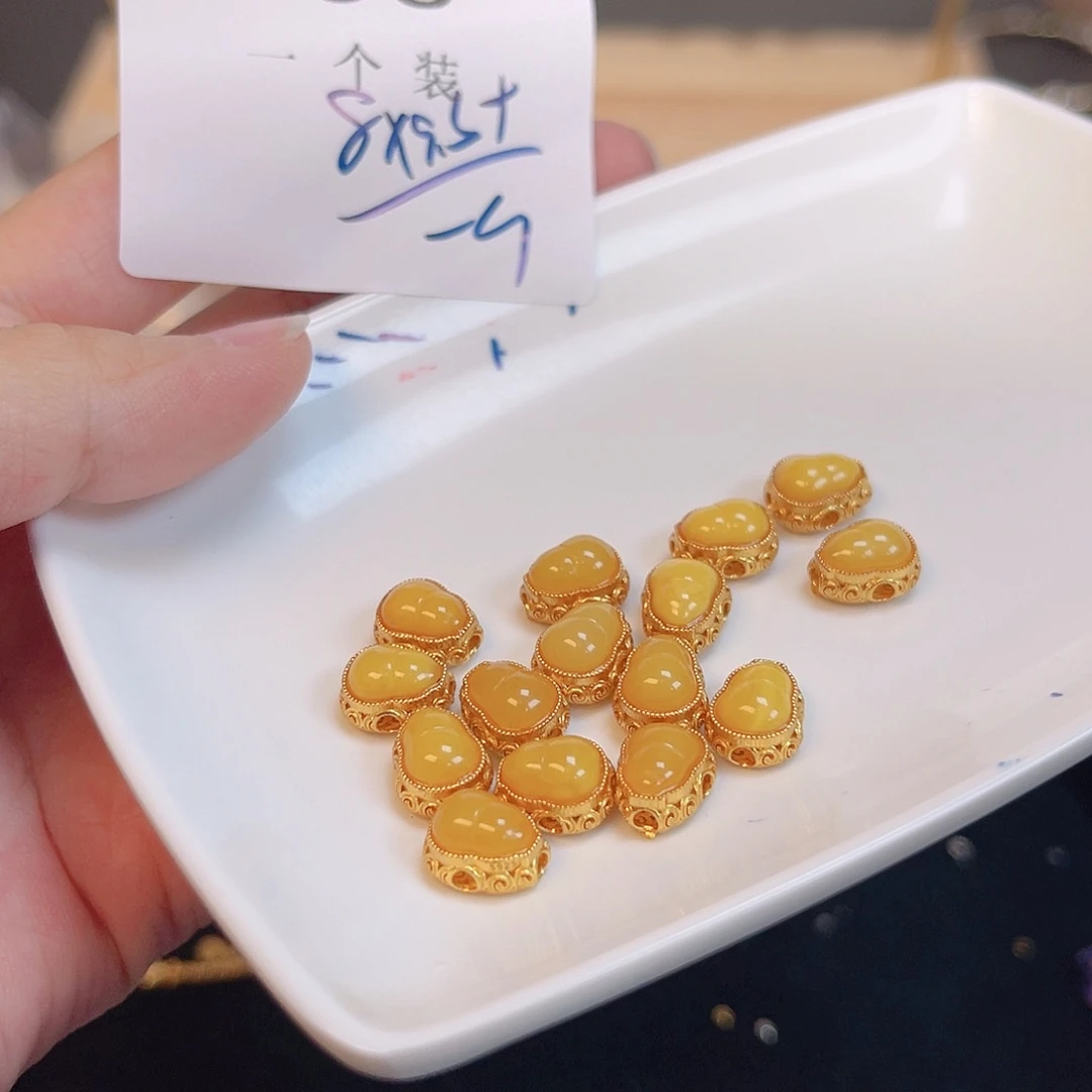 水晶珠宝半成品银S925镀金镶嵌98 。