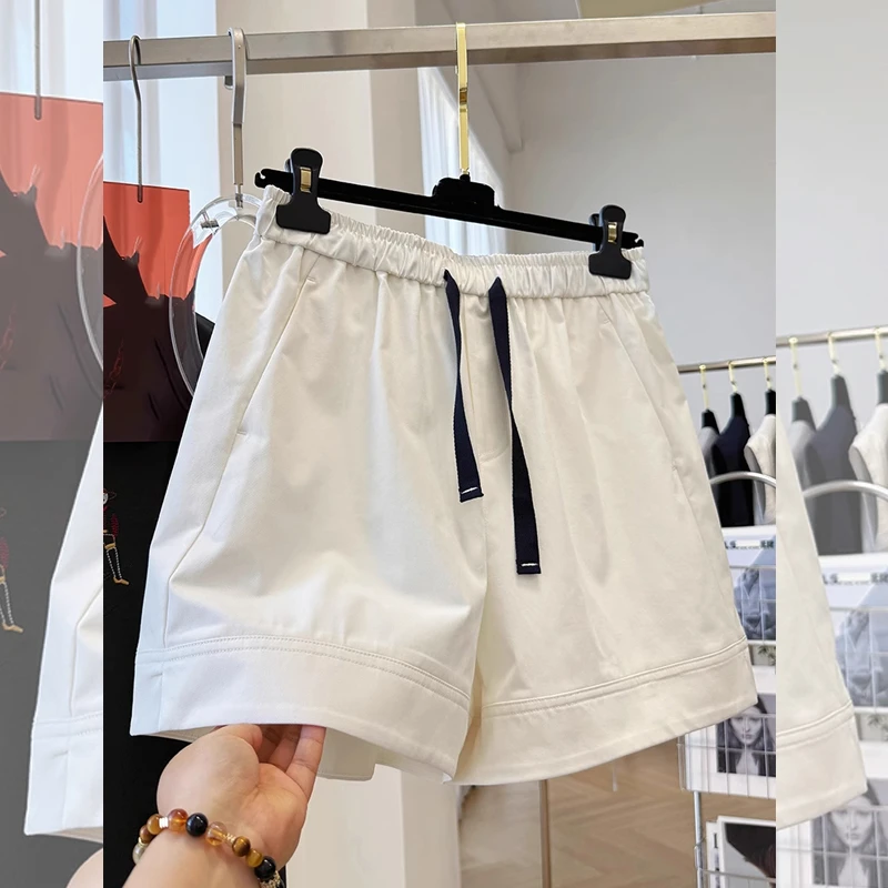 夏季时尚宽松显瘦松紧腰系带大码洋气减龄女士个性休闲短裤百搭潮