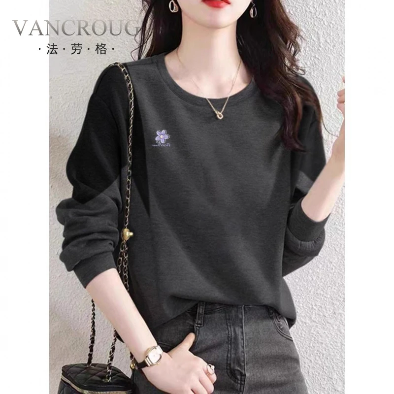 法劳格韩系灰色拼接撞色长袖圆领卫衣女小香风秋季时尚宽松显瘦假