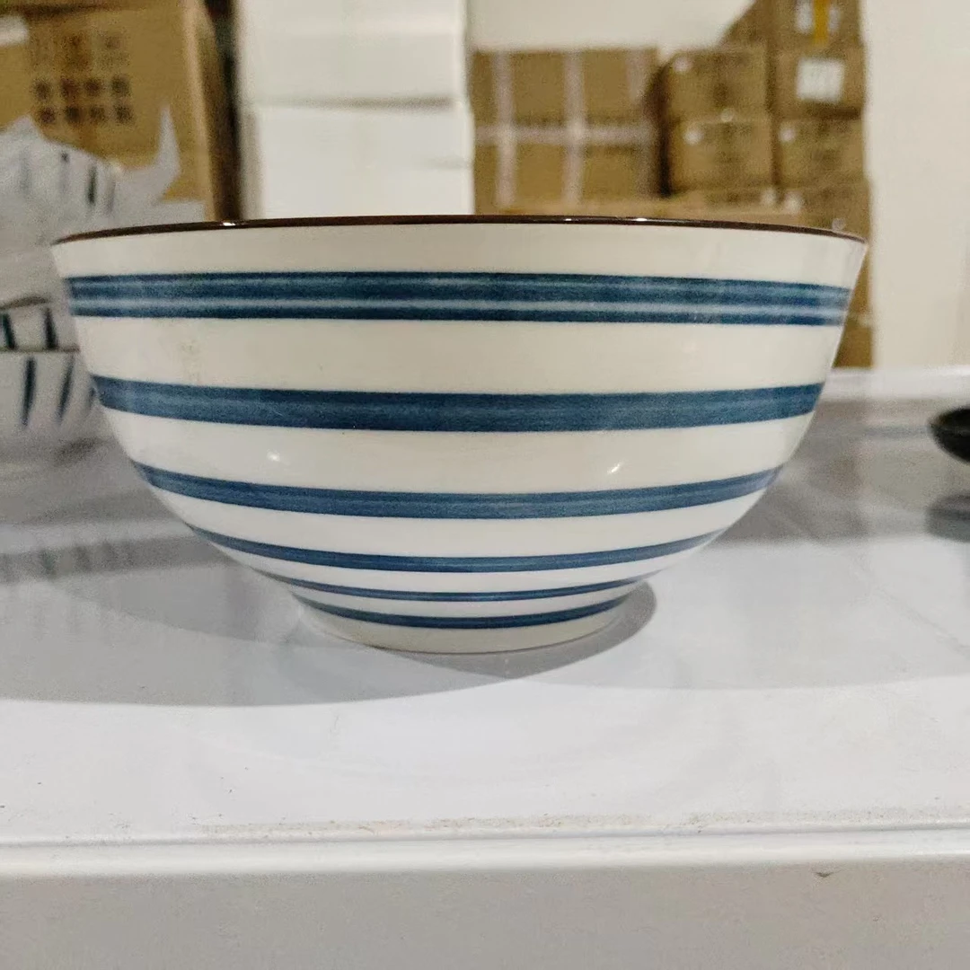 景德镇餐具【微瑕尾货】日式蓝树纹8寸汤碗1个装