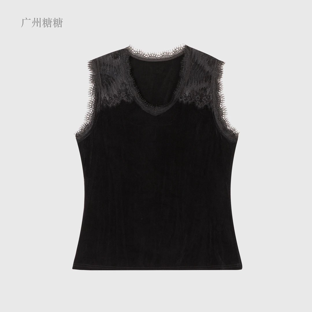 秋季新款冰感醋酸面料极简风修身型背心吊带气质黑色时髦【7061】TT