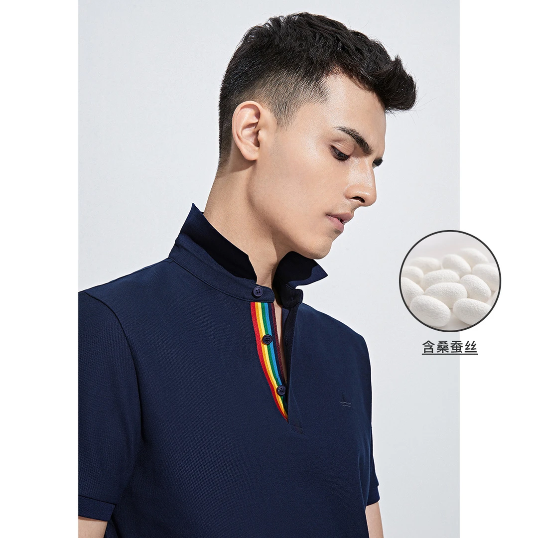 [冰感丝光蚕丝]navigare意大利小帆船POLO衫男款短袖T恤速干凉感