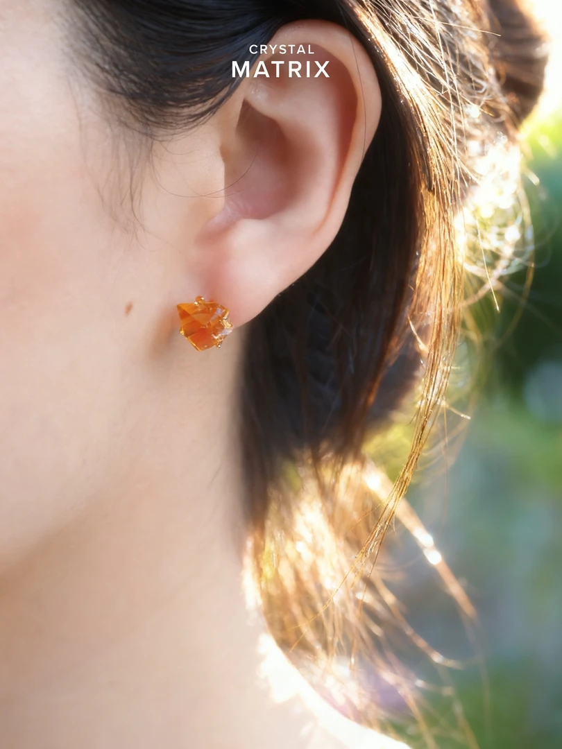 矩阵家Matrix｜天然黄水晶耳钉：黄水晶金红料S925银原石耳钉
