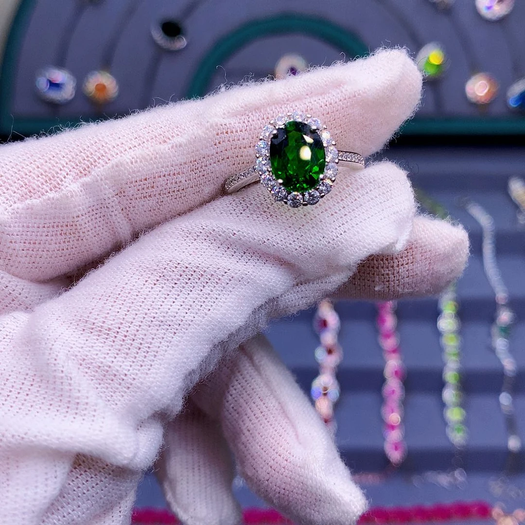 透辉石戒指银S925镶嵌