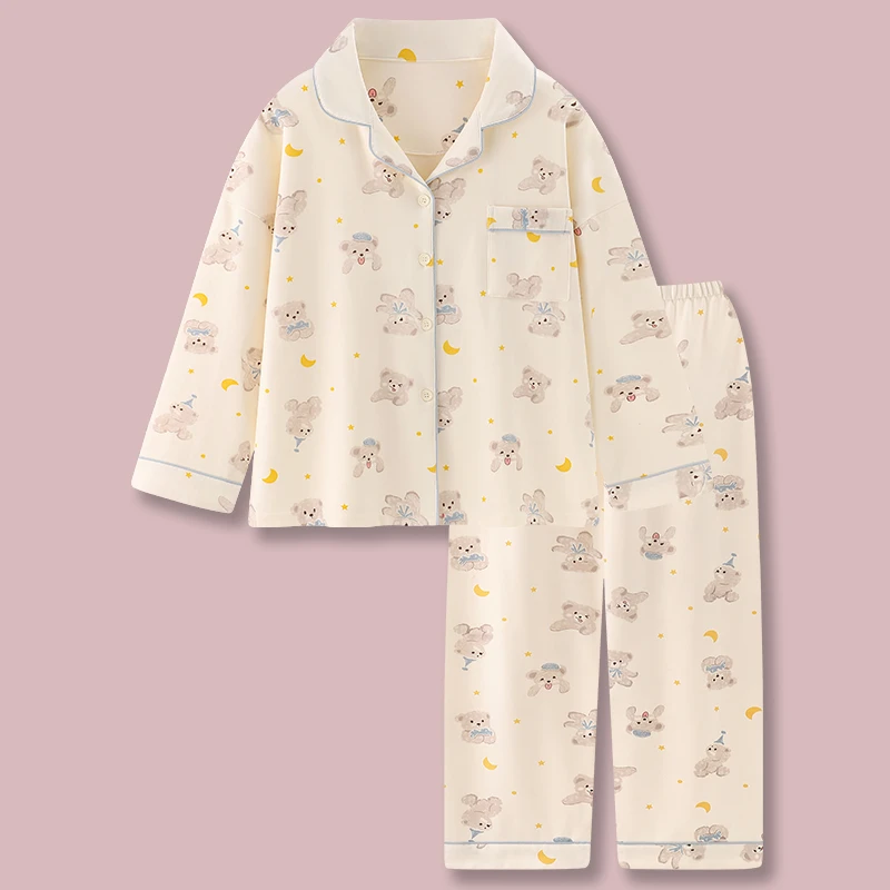 『奶油熊仔』奶系可爱纯棉睡衣女春秋款2025新款可外穿家居服套装