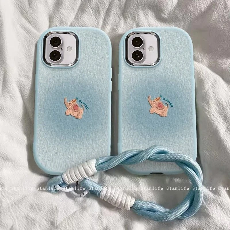 晕染小象适用iphone16Promax挂绳15简约14手机壳苹果13卡通12防摔
