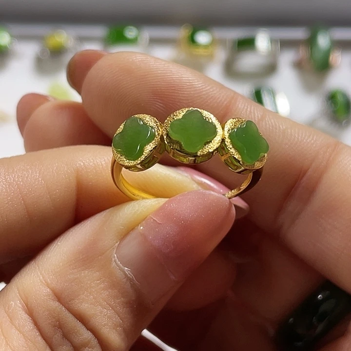 和田玉（碧玉）银S925镶嵌戒指