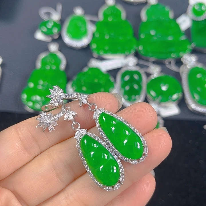 翡翠银S925镶嵌吊坠(不含链)