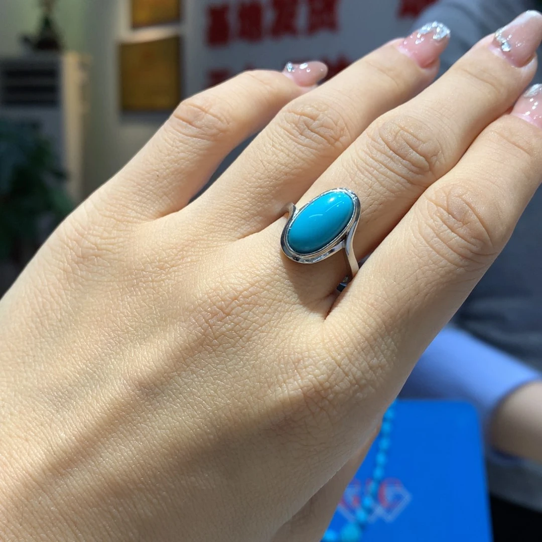 银S925镶嵌绿松石戒指