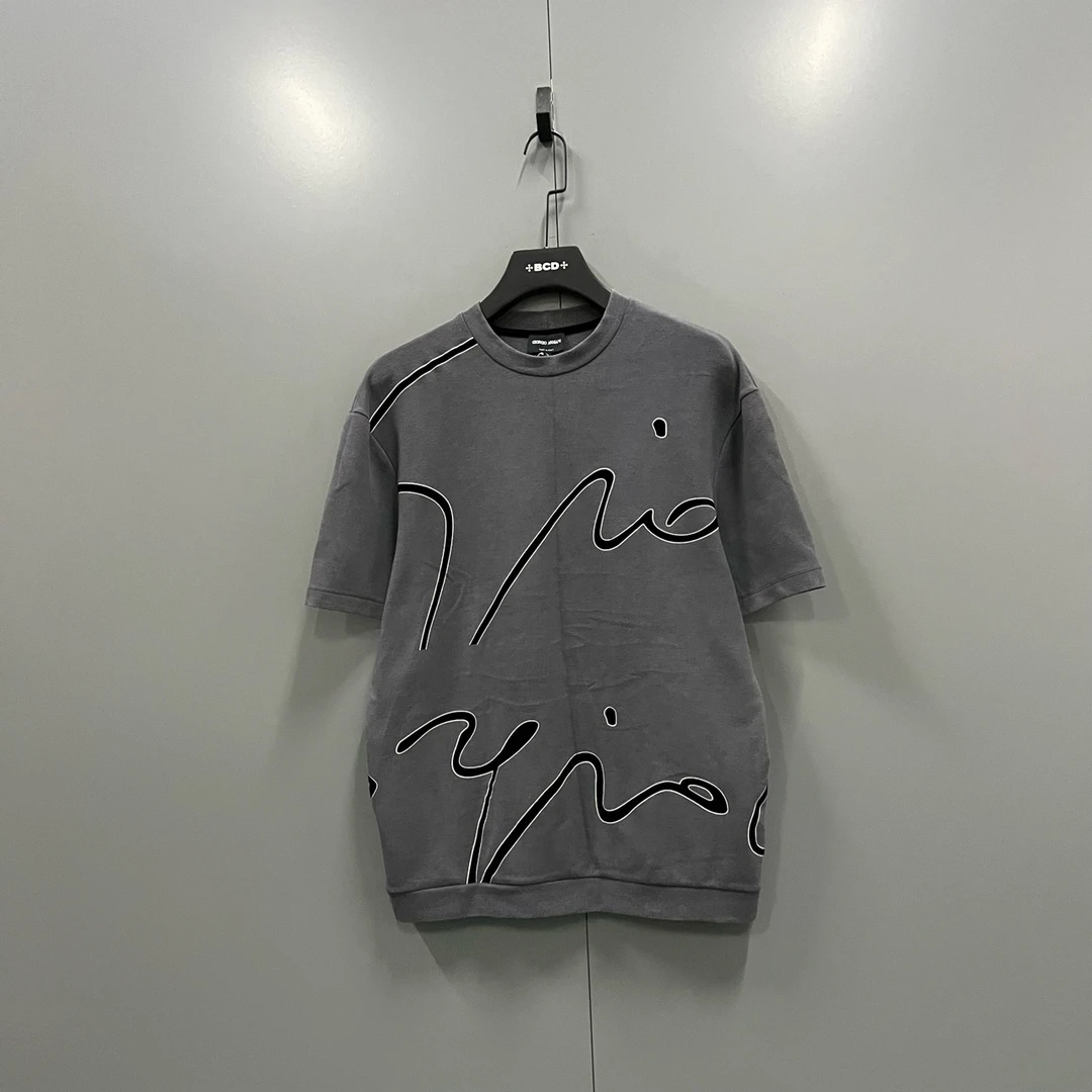 95新 GIORGIO ARMANI/阿玛尼 （bb）灰色随笔画圆领短袖48码/014630