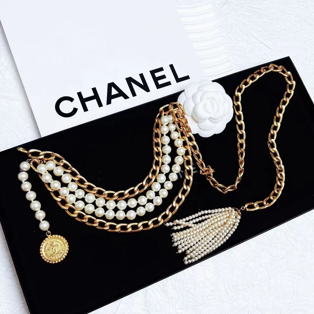 95新 Chanel/香奈儿 柚礼中古/香奈儿珍珠流苏腰链lz412452