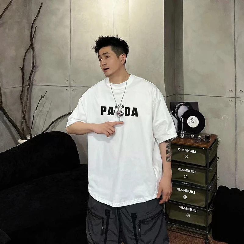 美式休闲时尚百搭潮流简约轻帅设计感高品质男女同款圆领短袖