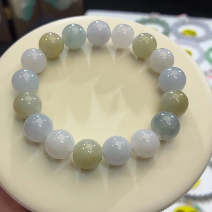 翡翠未镶嵌手链冰胶马卡龙卡12.5