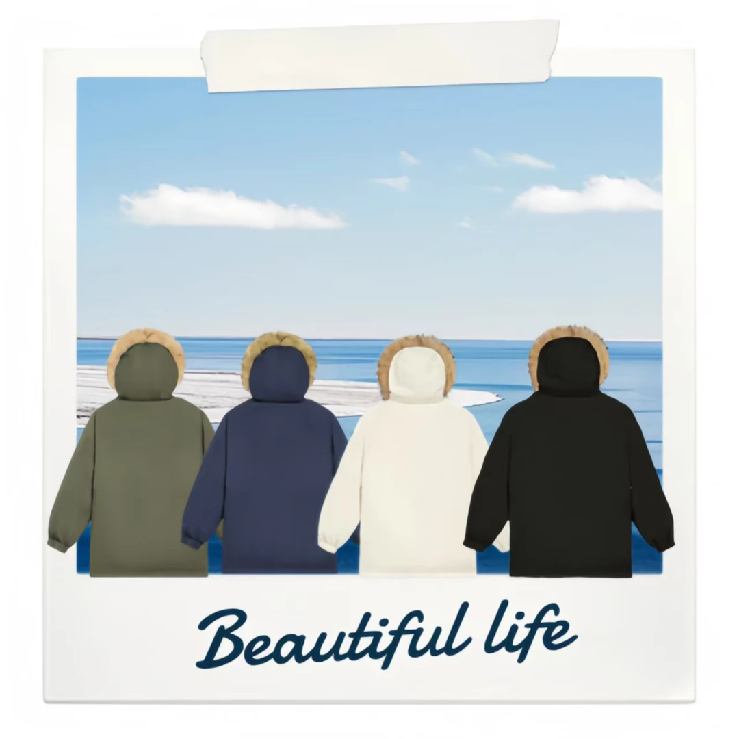 【短款】时尚同款连帽毛领羽绒服户外加厚C