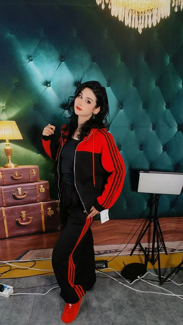 高腰女开衫保暖秋季情侣运动套装套装休闲拼色女款