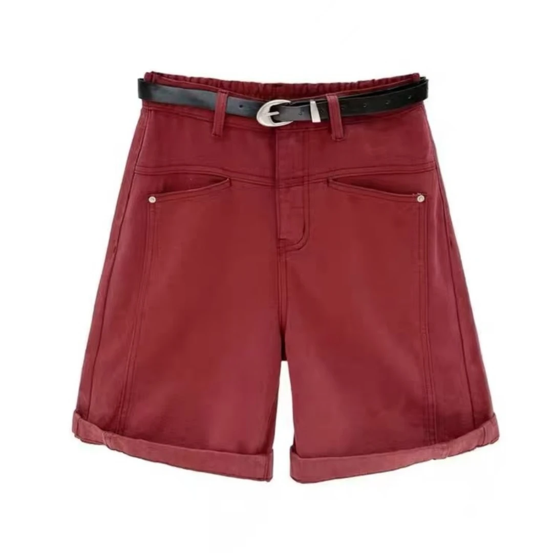 夏季新款时尚设计感女款牛仔五分裤-90199