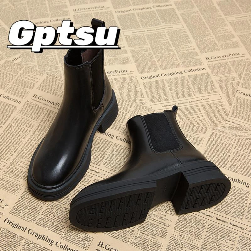 GPTSu切尔西靴新款英伦风炸街小短靴女单靴秋冬季时尚厚底马丁靴