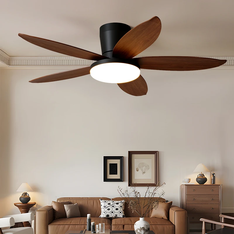 客厅风扇灯2025新款中古风简约现代大风力餐厅卧室直叶风扇吸顶灯