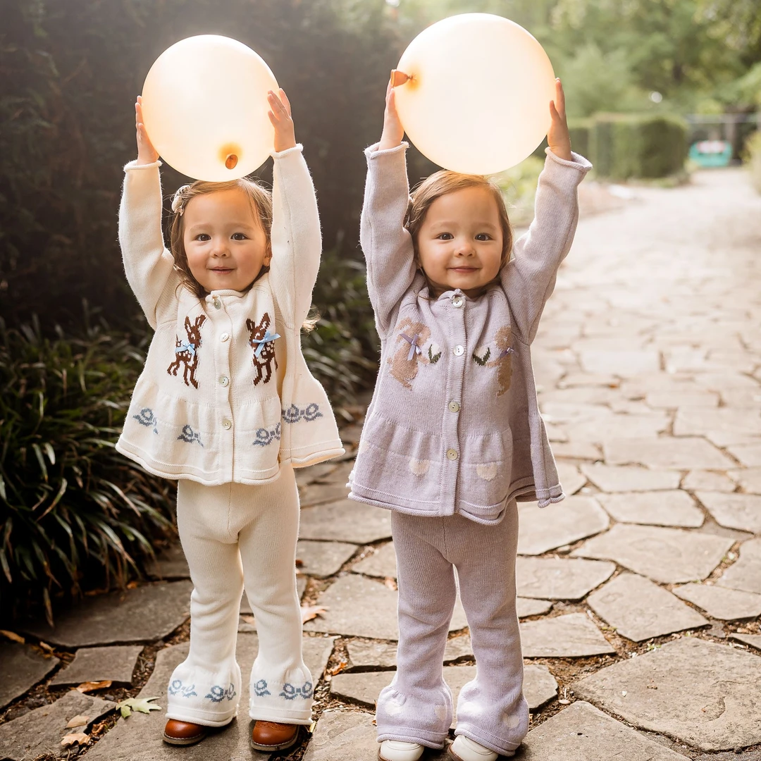 lelejove25秋冬女宝宝羊绒棉针织套装圆领嵌花针织开衫5AW3B224