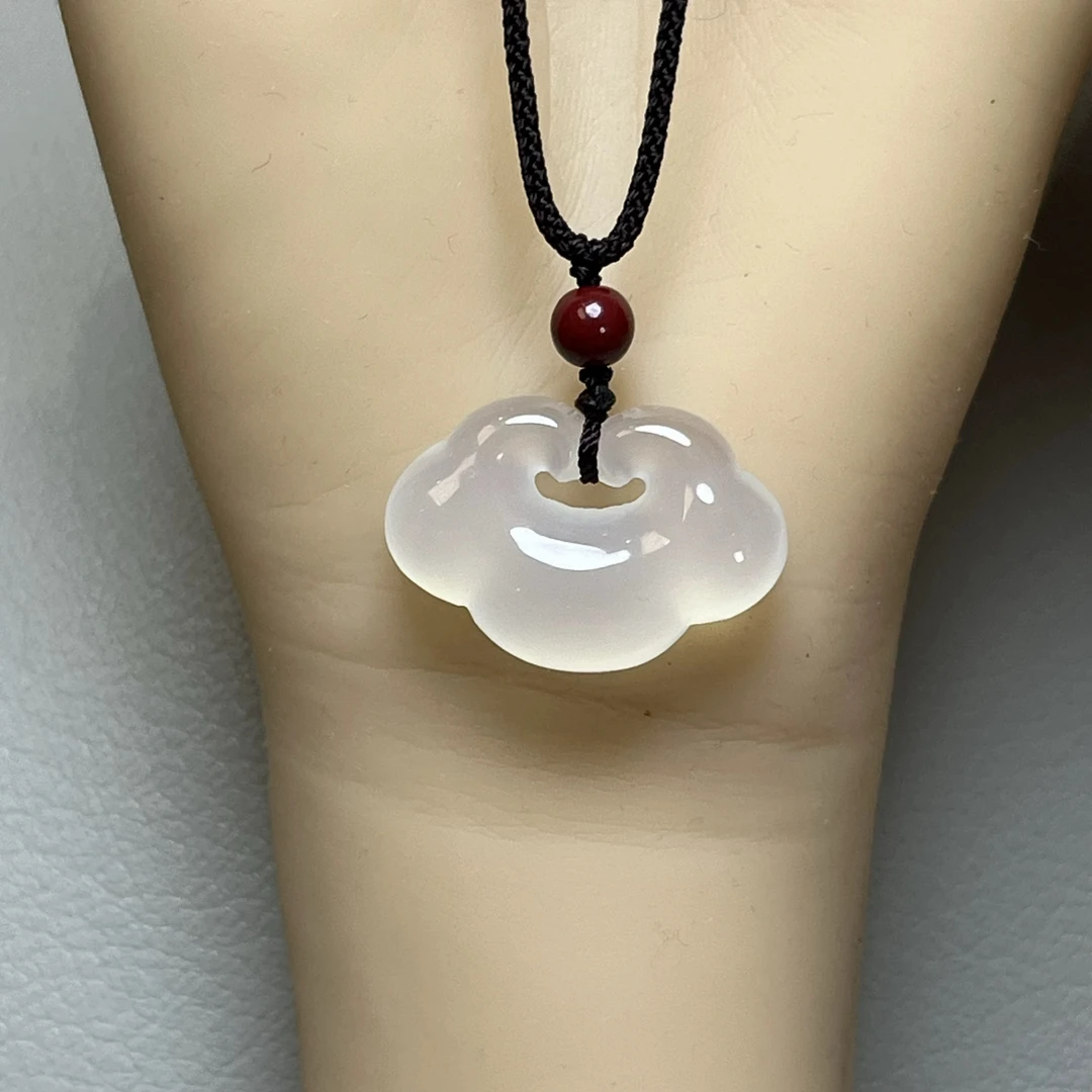天然祥云锁吊坠白冰如意平安锁玉石锁骨项链新中式女礼物