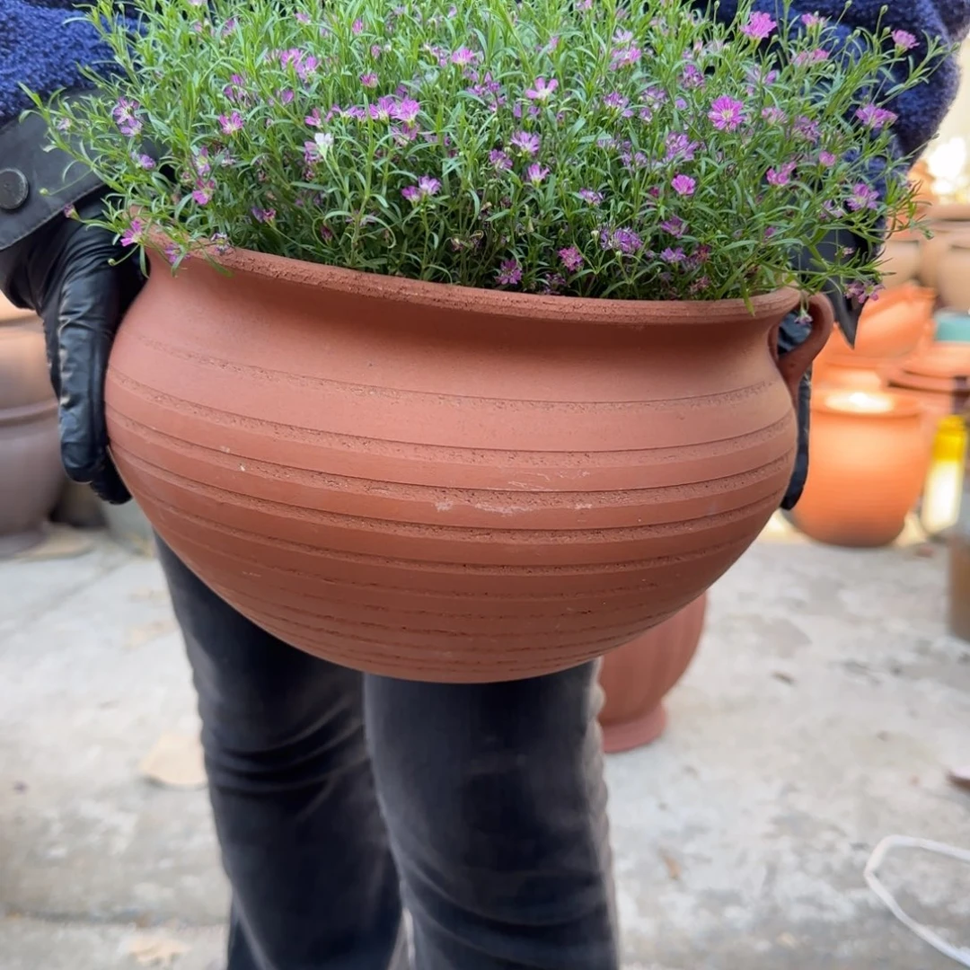 紫砂花盆口26高17宜兴紫砂