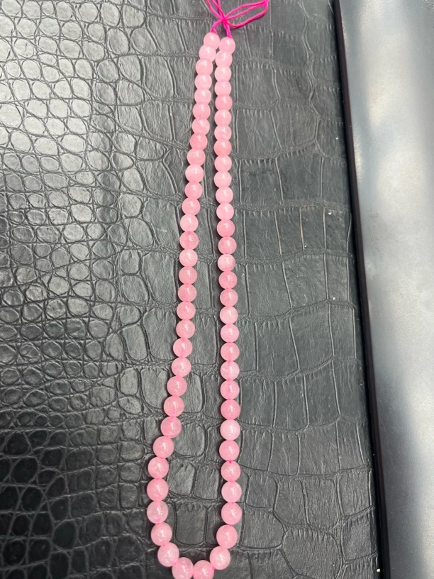 美货 粉色6mm圆珠半成品项链