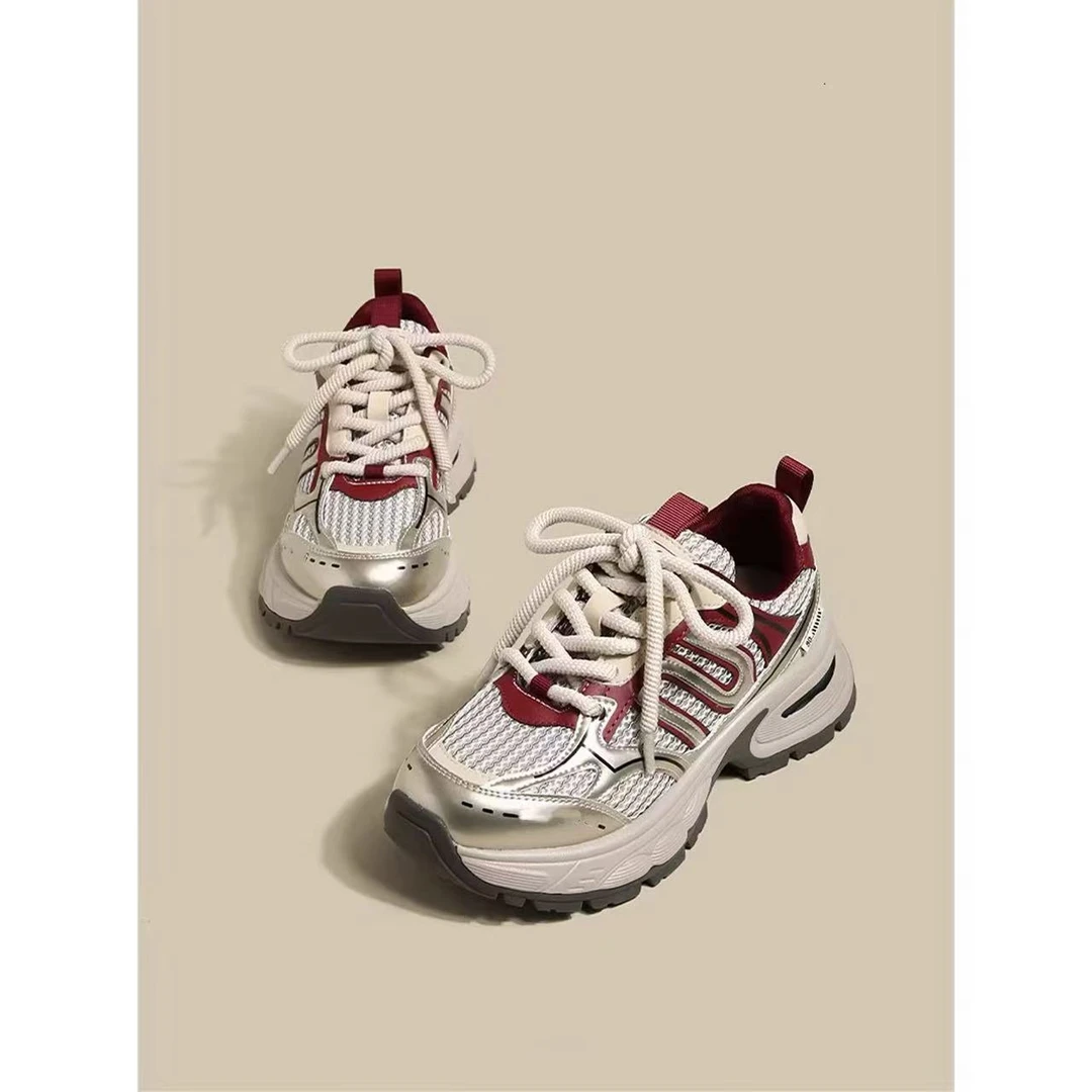 女士春季时尚休闲百搭通勤厚底增高撞色老爹鞋休闲鞋H5187