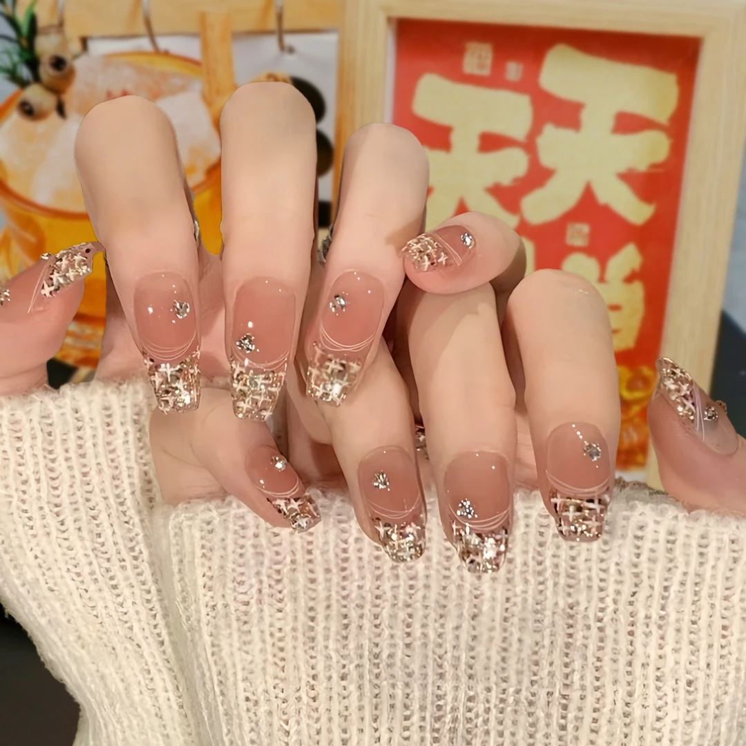 【小香世家】手工穿戴甲可拆卸法式秋冬ins风新款猫眼美甲穿戴甲片