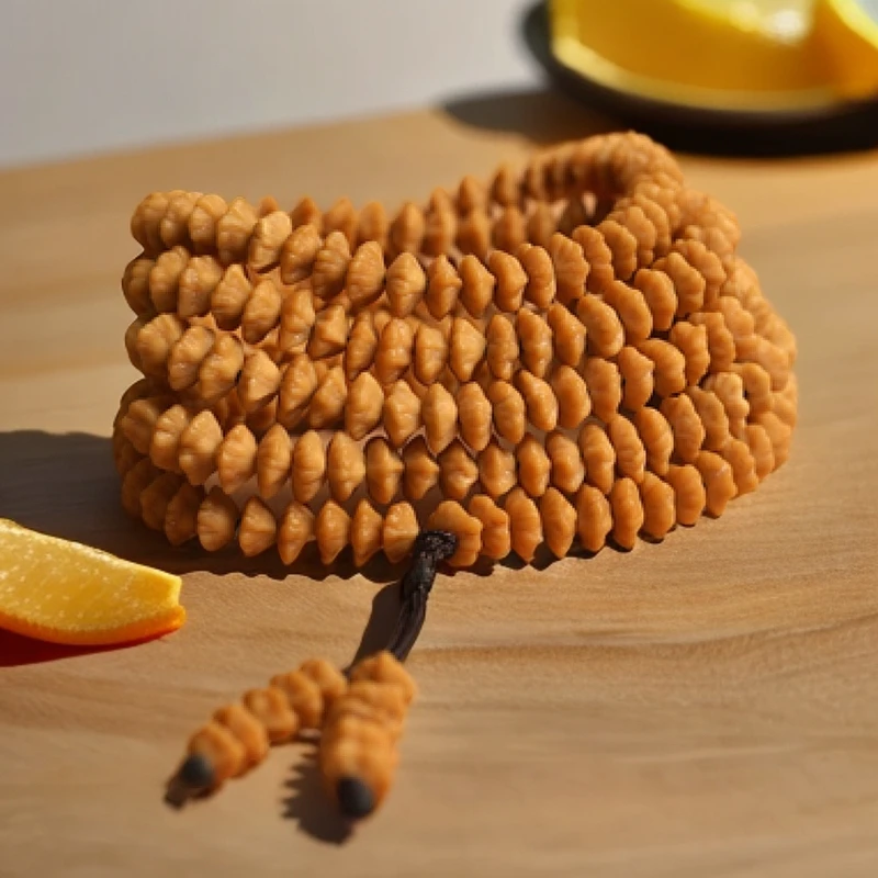 金叶莲花九华山手持念珠金钱子佛珠菩提文玩男女手串把件216颗