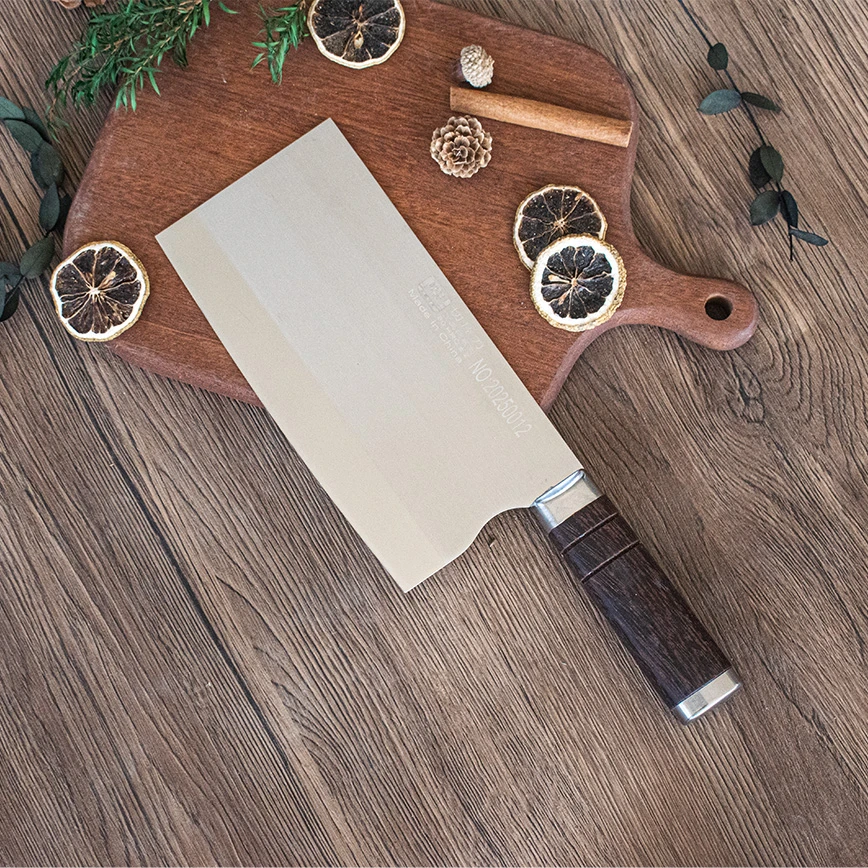 全渐薄通体全钢中式家用切片刀马氏体不锈钢菜刀实木刀柄只切不斩