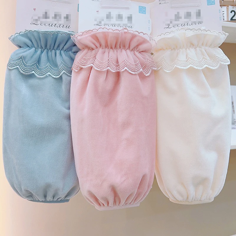 加宽长款羽绒服袖套女款秋冬季百搭蕾丝花边套袖防污护袖防脏袖头