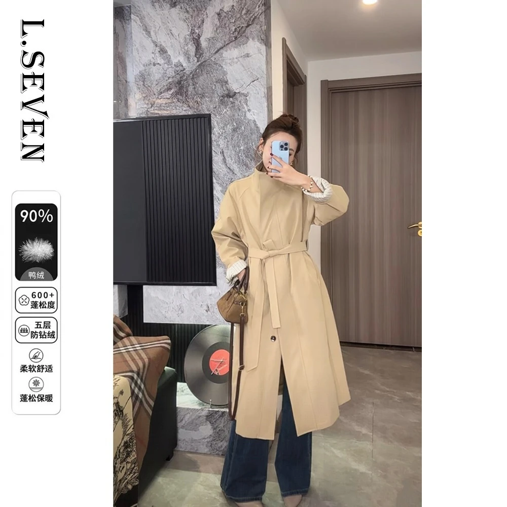 【羽绒风衣】都市浪漫~新款宽松显瘦小个子韩版休闲英伦风衣外套女