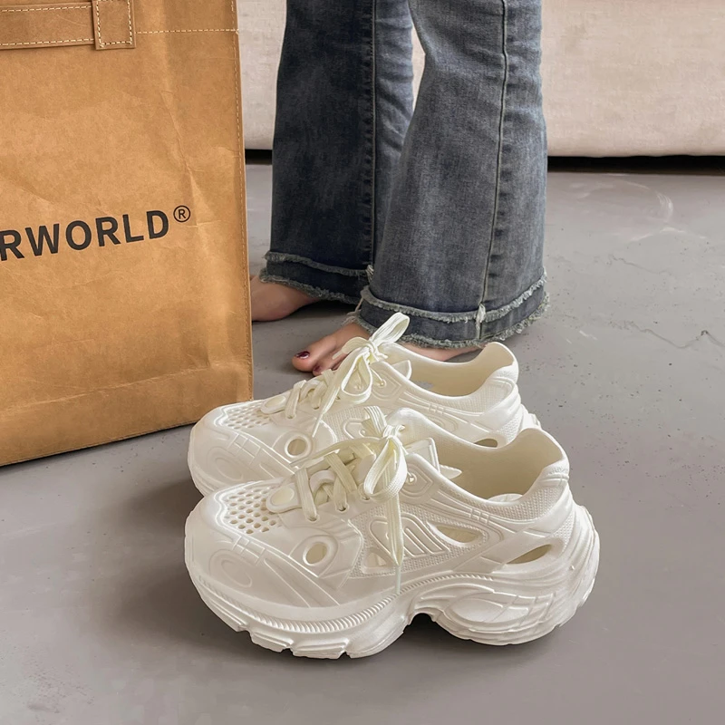 猫力洞洞鞋女外穿夏季运动老爹鞋防滑2025新款透气厚底涉水鞋凉鞋