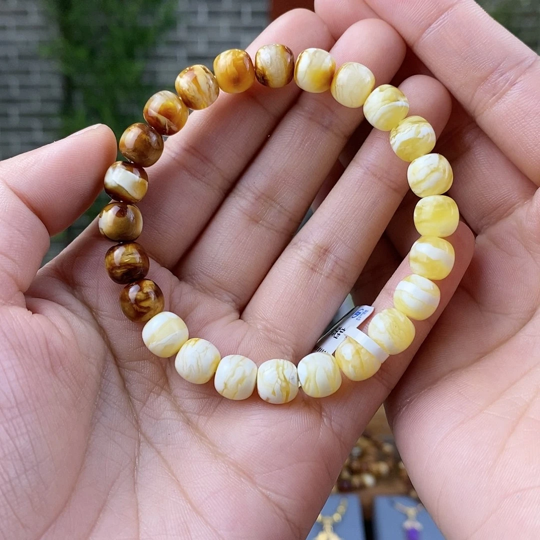蜜蜡裸石未镶嵌蜜蜡手串8.5mm