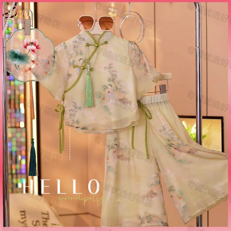 儿童夏装汉服套装宝宝中国风唐装中大童古装女童复古演出宝宝六一