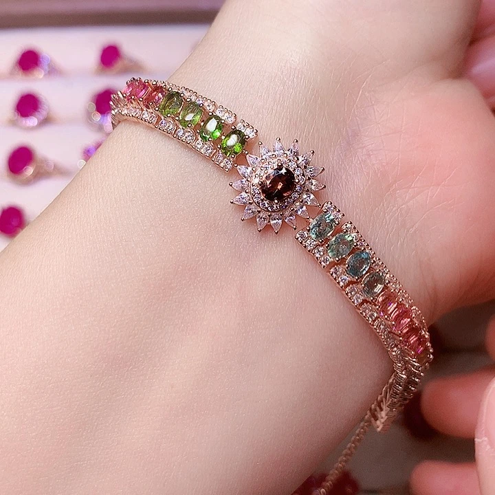 碧玺手链银S925镶嵌111111111