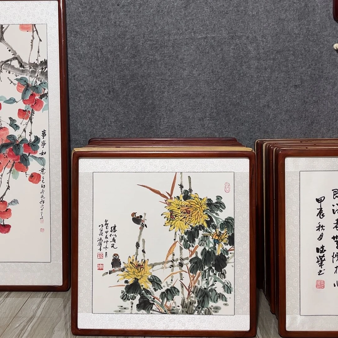 国画书画作品带框63×63