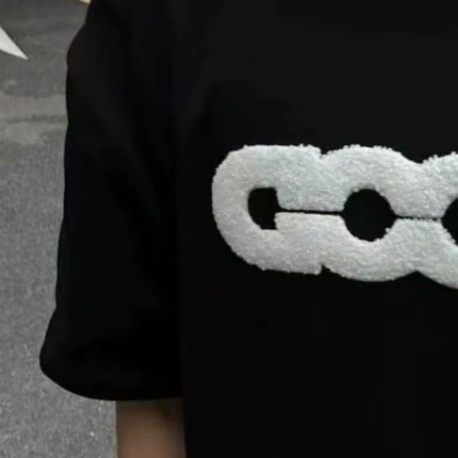 【老白同款】GOODBRAND 地球提花湿毛巾绣圆领短袖T恤 男女同款黑色