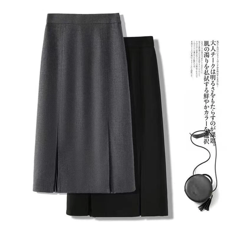 西装半身裙女2025春夏新款中长款高腰显瘦气质开叉包臀裙高档时尚