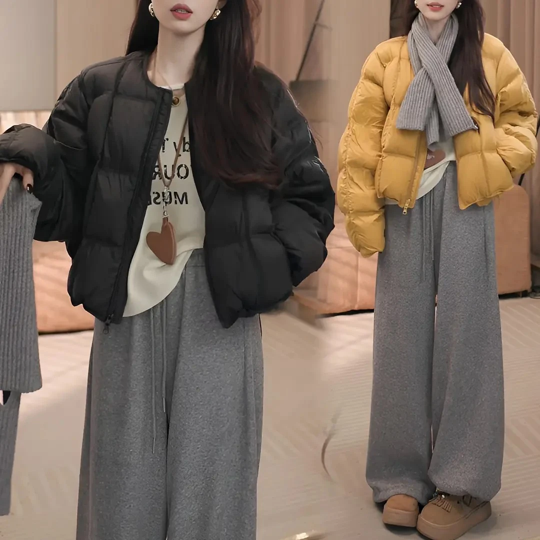 短款棉服女2025冬季新款圆领棉衣加厚洋气棉袄面包服百搭外套女