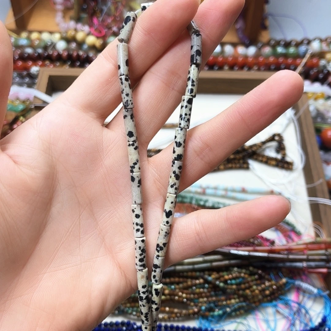 玛瑙/玉髓未镶嵌珠宝半成品卡4斑点石圆管一条