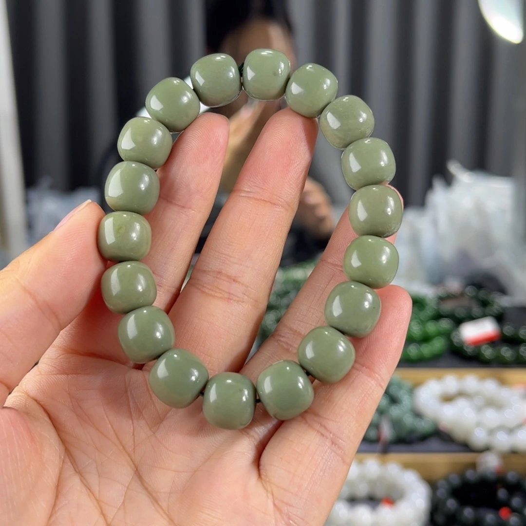 手串未镶嵌和田玉新疆河道籽沙枣青卡12老型珠
