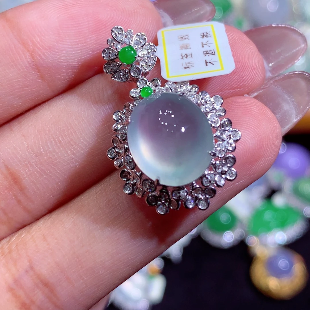 翡翠18K金镶嵌吊坠(不含链)