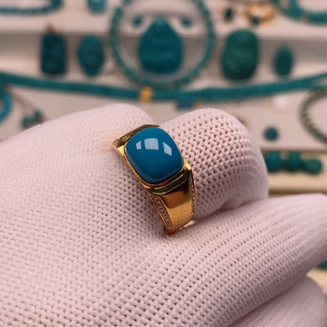 18K金镶嵌绿松石珠宝奇石AA822