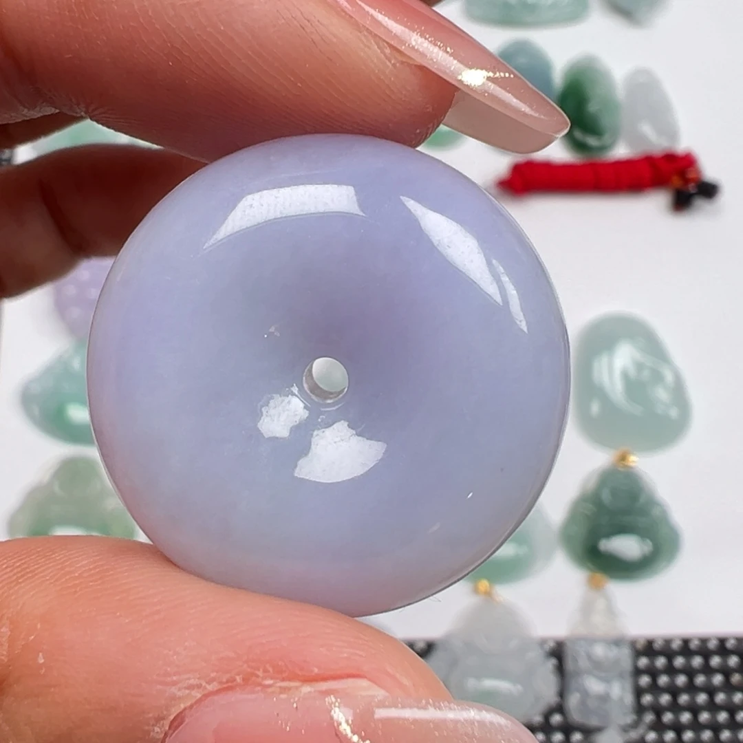 翡翠未镶嵌颈饰紫色肉平安扣