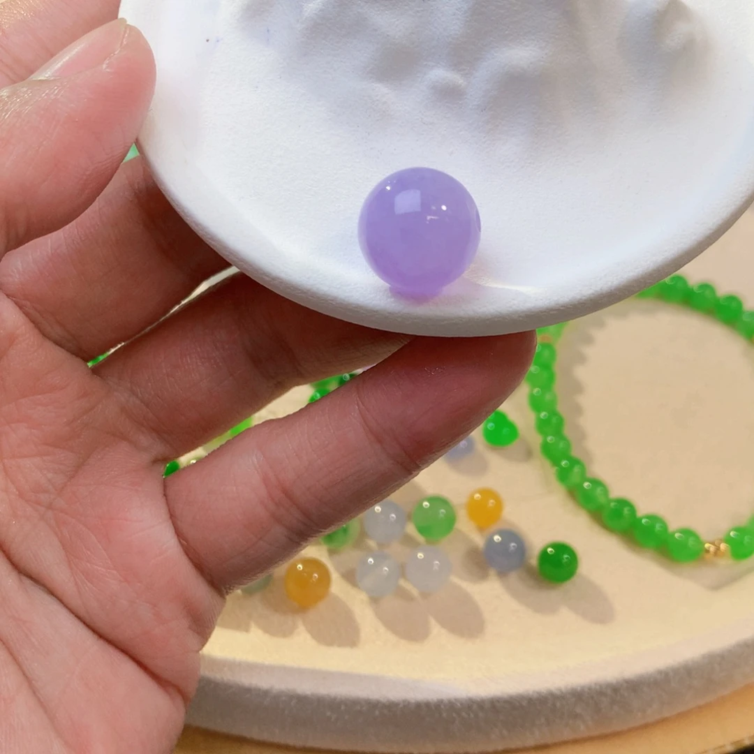 定制翡翠未镶嵌12.9mm红椿紫单珠