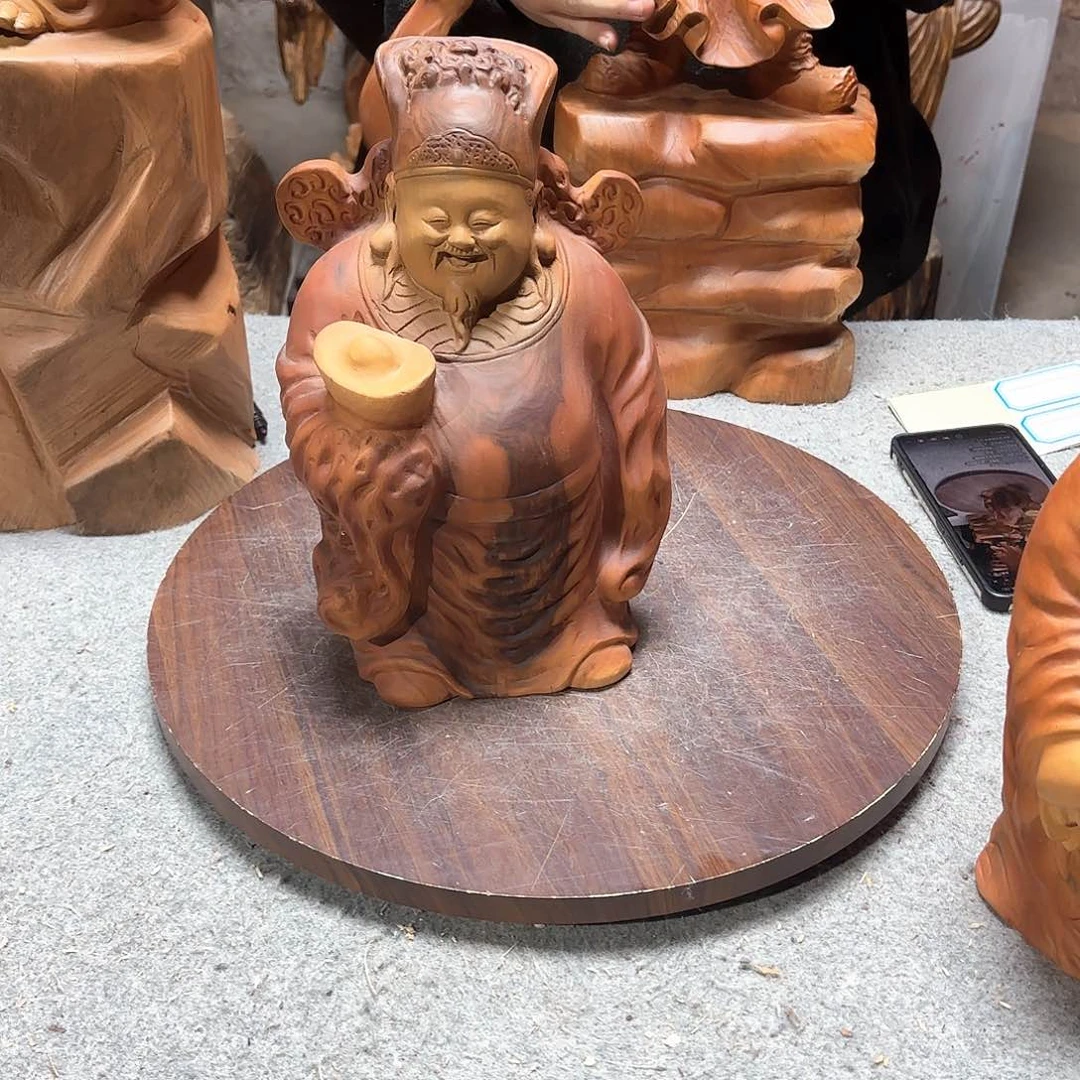 香樟木打**滴香樟木雕财神